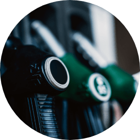 closeup of petrol and diesel handles